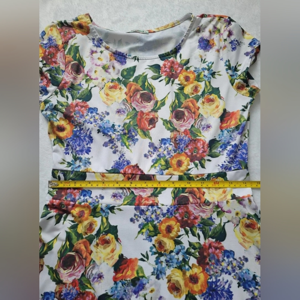 Colorful Floral Midi Vintage Dress from Europe SIZE S - Picture 10 of 14
